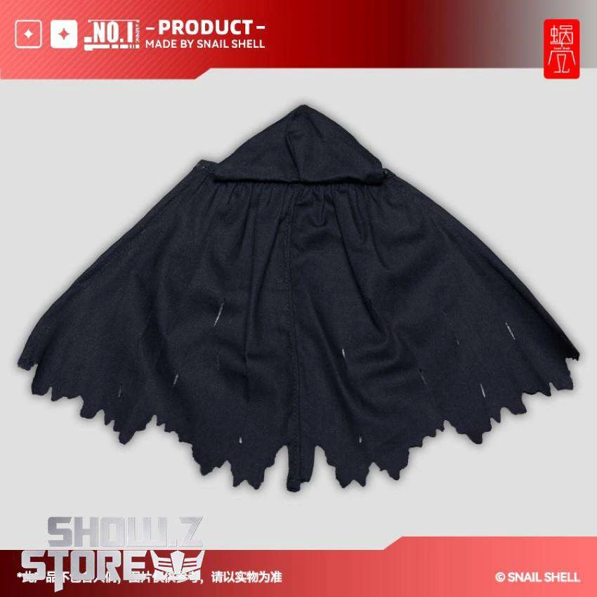 Snail Shell Black Tactical Hooded Cape For 1/10 & 1/12 Mecha Girl 2 Snail Shell Black Tactical Hooded Cape For 1/10 & 1/12 Mecha Girl - Image 2
