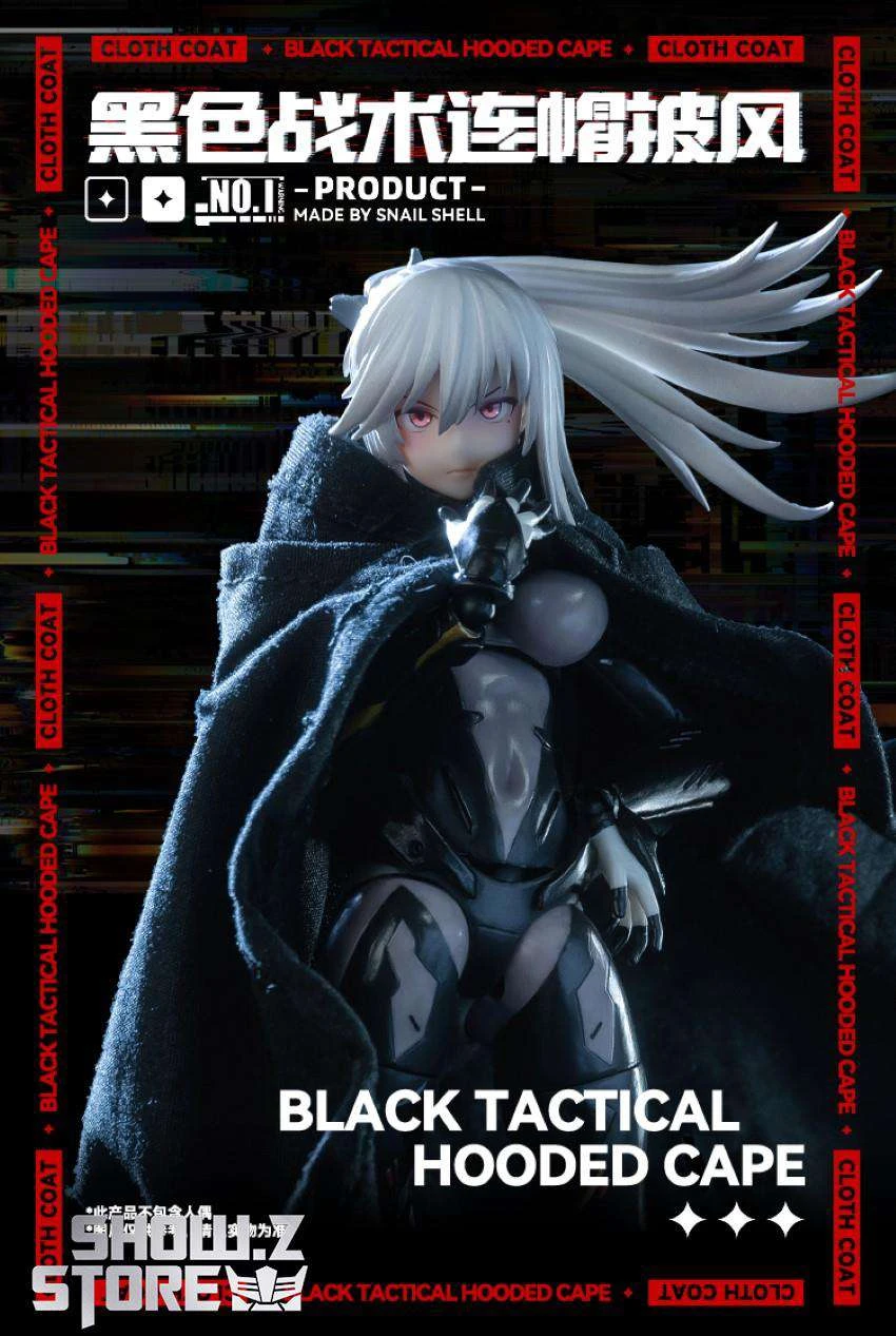 Snail Shell Black Tactical Hooded Cape For 1/10 & 1/12 Mecha Girl 10 Snail Shell Black Tactical Hooded Cape For 1/10 & 1/12 Mecha Girl - Image 10